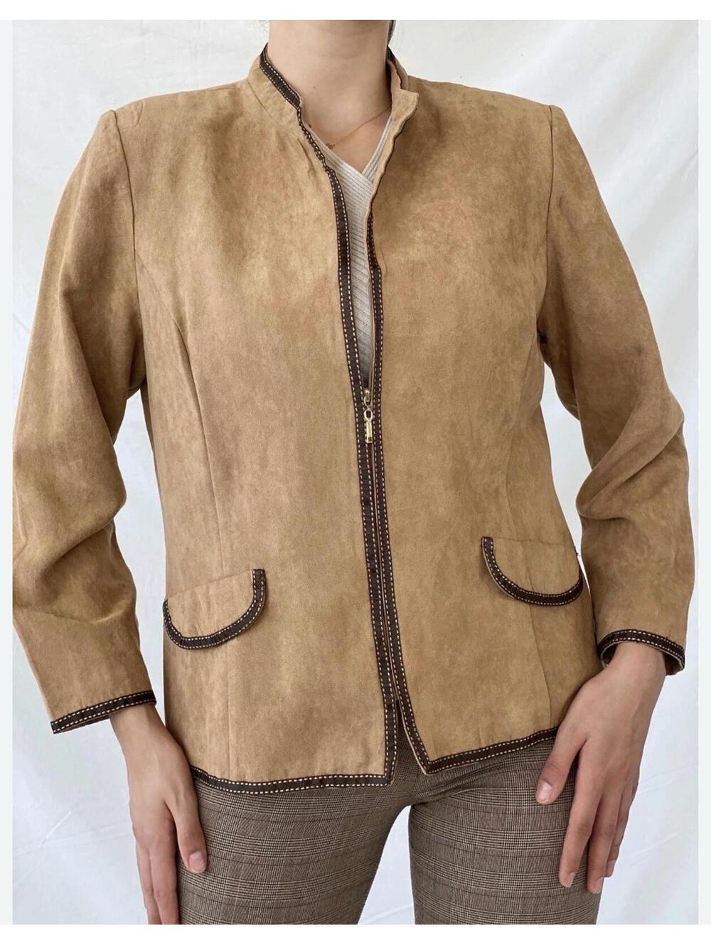 NWT Perceptions New York Women's Blazer Jacket Size 6P Brown Long Sleeve